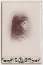 CIRCA 1890s CABINET CARD C.B. LAMB CUTE LITTLE GIRL WITH LONG HAIR CADIZ OHIO picture