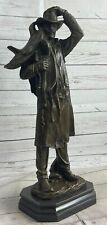 Country Western Cowboy Rancher Carrying Saddle Bronze Statue Sculpture Decor Art picture