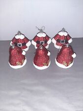 Lot of 6 Vintage Unbreakable Red Plastic Christmas Ornaments Sweaters Santa Hats picture