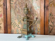 Antique Teal Painted Cast Iron Single Andiron picture