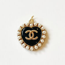 Chanel Black Pearl Heart 23mm STAMPED Designer Button picture