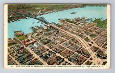 Philadelphia PA-Pennsylvania, Delaware River Bridge, Antique Vintage Postcard picture
