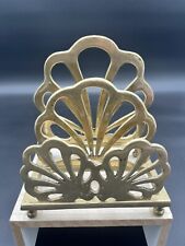 Vintage Brass Scallop Shell Letter Napkin Holder Footed The Import Collection picture