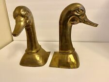 Pair Of Vintage Valmazan Sarreid Ltd Brass 10” Tall Duck Fowl Bookends 6 Lbs picture