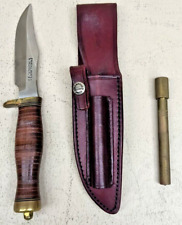 Vintage Randall Made Fighter w/Org Red Leather Sheath & Stone picture