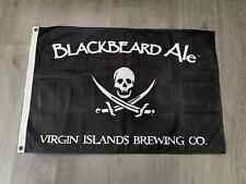 Blackbeard Ale Virgin Islands Brewing Flag Vintage Man Cave Rare Beer Pirate picture