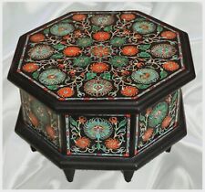 Octagon Black Marble Jewelry Box Pietra Dura Art Necklace Box for Wedding Gift picture