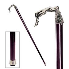 Italian Pewter Beautiful Form Nude Female Collectors Hardwood Walking Stick Cane picture