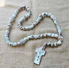 Blue Hand Made Clay Bead Jumbo Large Rosary With Cross 51