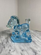 Heisey Imperial Glass 1981 Oscar Sparky Plug Horse HCA Horizon Aqua Blue picture