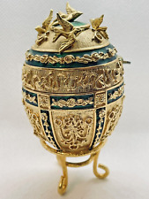 Joan Rivers Music Box & Stand Imperial Treasures  Faberge-like Egg Green Enamel picture