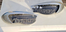 VINTAGE 1967-68 TRIUMPH BONNEVILLE MOTORCYCLE Gas Tank Badge PAIR Emblem Logo picture