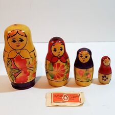 Vtg Russian Nesting Dolls Set of Five Hand Painted Flower Floral Design USSR picture