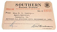 1955 1956  SOUTHERN RAILWAY COMPANY EMPLOYEE PASS  #23227 picture