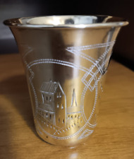 Vintage 84 STERLING SILVER KIDDUSH VODKA CUP Etched Russian Silver 2 1/2