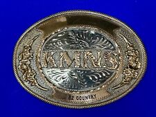 KMNS 82 Country Radio Iowa - Rodeo Trophy style belt buckle A Wil-Aren Original picture