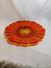 Vintage Amberina Raised Flower Glass Plate With Starburst Pattern  picture