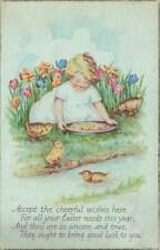 c1920s Child Feeding Chicks With Dish Easter P157 picture