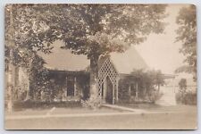 RPPC Small Ivy Splattered Home w/Lovely Lattice Work Over Door~Shingle Roof~1906 picture