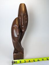 Mid Century Modern Lovers Interwind Face Sculpture Ceramic Figurine Signed 60s picture