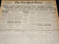 1919 DEC 11 NEW YORK TIMES MINERS ACCEPT WILSON PLAN, GO BACK TO WORK - NT 7952 picture