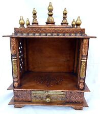 Indian Handcrafted Wooden Temple Hindu Mandir without Window Embossed Pooja Ghar picture
