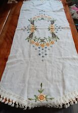 Vintage Embroidered Table Runner Linen With Flowers picture