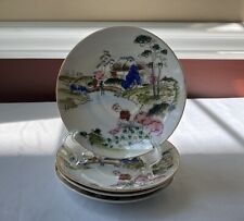 Set of 4 VTG Japanese Nippon Hand Painted Porcelain Saucers, Landscape Scene picture