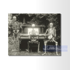 Vintage Creepy Skeleton Band Photo Print - Odd and Unique Antique Wall Art picture
