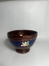 SARREGUEMINES France VTG copper lusterware bowl flowers picture