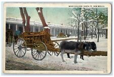 c1920's Wood Haulers Small Donkeys Market Winter Santa Fe New Mexico NM Postcard picture