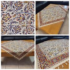 VTG 1970s Persian tablecloth Hand Block Printed Cotton Iran 34x31