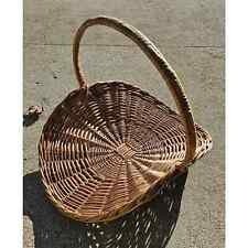 Large Wicker Woven Gathering Basket Herb Flower Round Handle 18.5”x 15.5”x 13.5” picture
