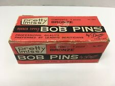 PRETTY MISS Vintage Box Bronze Rubber Tipped Hair 2 Inch Bob Pins Diane No.497 picture