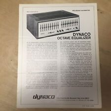 Vtg Dynaco Brochure ~Octave Equalizer Dynakit Spec Sheet Original Preliminary picture