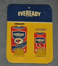 Vintage Small Eveready Battery Ad Litho Tin Sign With Battery Holder picture
