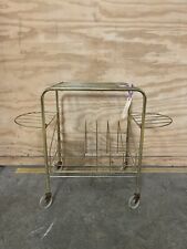 Vintage BRASS WIRE ROLLING 45 LP VINYL RECORD CART ~ Midcentury picture