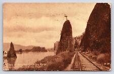 Postcard Pillars of Hercules Columbia River Railroad Barge Oregon DB Posted 1914 picture