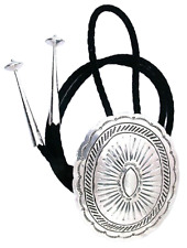3 1/3 Inch HUGE Navajo Southwest Sterling Silver Bolo Tie And Tips EBS3654/31124 picture