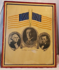 Antique WW1 Stars & Stripes Forever Woodrow Wilson Lincoln Washington Poster picture