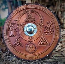 Custom Medieval Mjolnir Viking Shield, Carved Viking Shield, Viking Wall Art picture