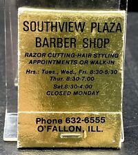 SOUTHVIEW PLAZA BARBER SHOP O'FALLON Illinois Vintage Matchbook Advertising picture