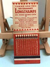Vtg XL Giant 1930’s Lion Feature Matchbook Longchamp’s Restaurant Chain NYC Ad picture