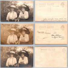 RPPC KINGSBURG CA Sisters Signe Munson Ellen Peterson c1912 Lot Of 3 Postcards picture