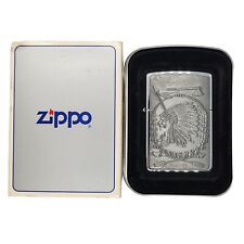 NOS Unfired Zippo Indian Chief Lighter Silvertoned picture