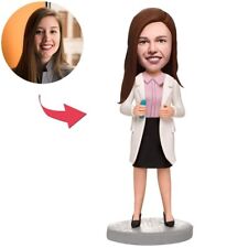 Custom Female Doctor Holding A Needle Bobbleheads With Engraved Text picture