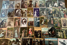 Huge LOT of 65 Early 1900's~SENTIMENTAL Lovers COURTSHIP Romance POSTCARDS-h726 picture