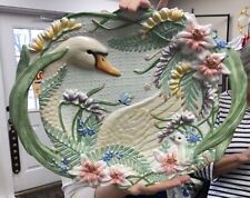 Vtg Fritz And Floyd Rare Swan Mama And Baby Platter With Handles picture