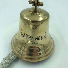 Vintage Ship Marine Nautical Solid Brass HAPPY HOUR Tiki Bar Tavern Bell picture
