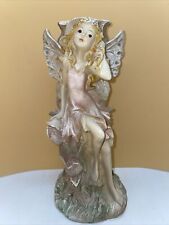 VTG Pacific Giftware Fairy Angel with Rose Candle Holder Pink Roses 10.25”H picture